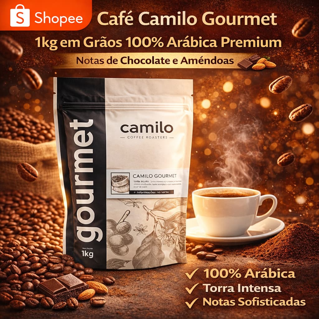 Café Camilo Gourmet 1kg em Grãos 100% Arábica Premium Torra Intensa | Notas de Chocolate e Amêndoas