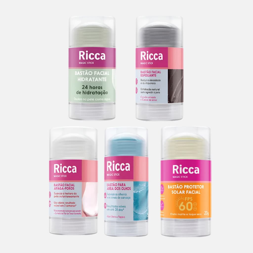 Bastao Facial Ricca Skincare Esfoliante Apaga Poros Area Dos Olhos Hidratante Escolha O Seu Unitario