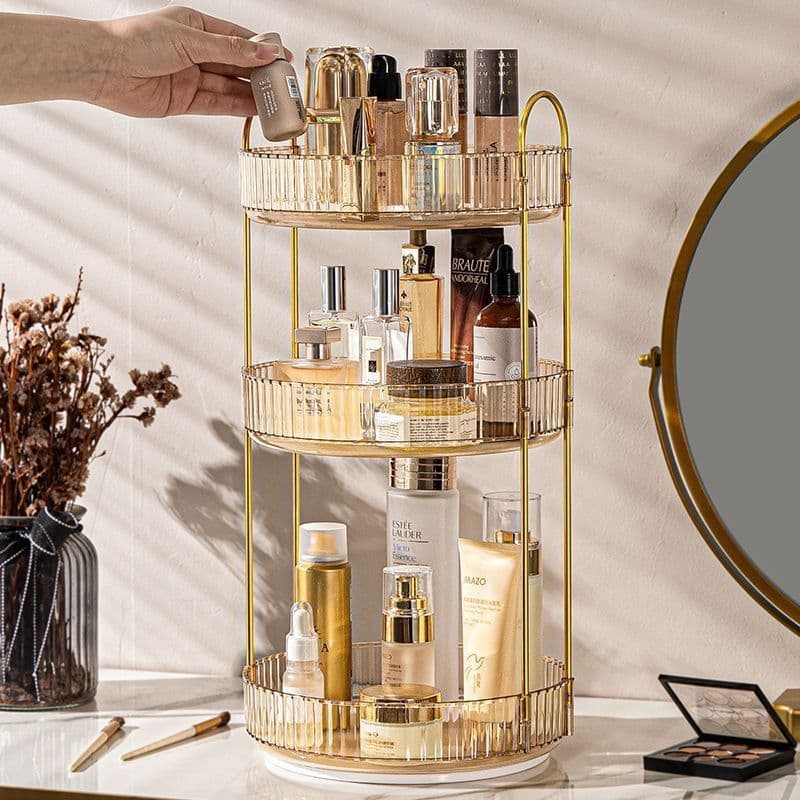 Prateleira Giratória 360° de 3 Andares - Organizador Multiuso para Perfumes Cozinha, Banheiro e Mesa