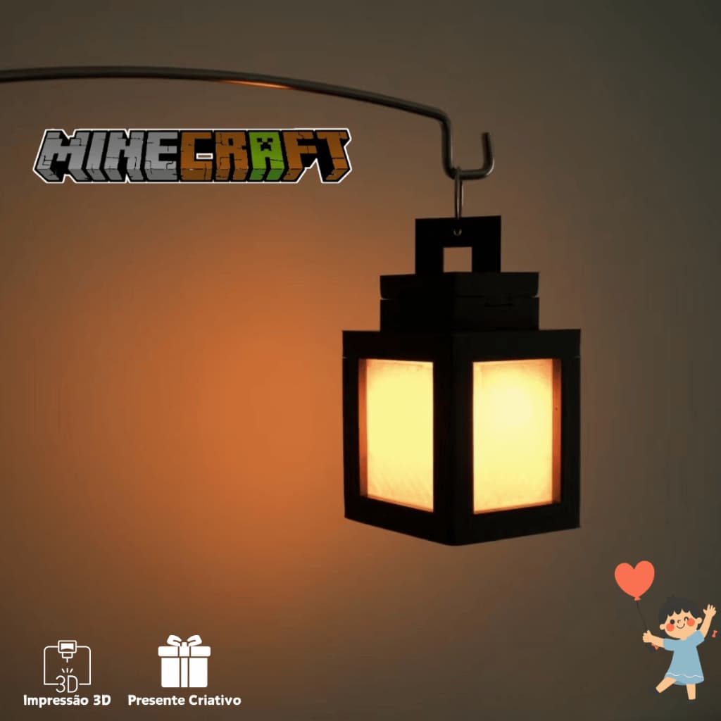 Luminária Pixel Estilo Minecraft  Lanterna Decorativa LED/11cm Luminaria Iluminação Divertida Game