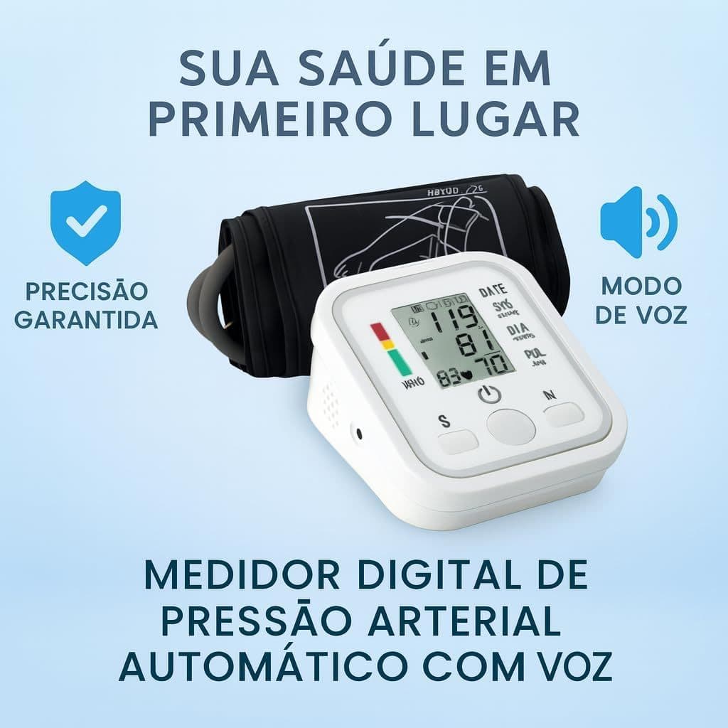 Aparelho Medidor de Pressão Arterial Digital – Automático, Preciso e Fácil de Usar em Casa