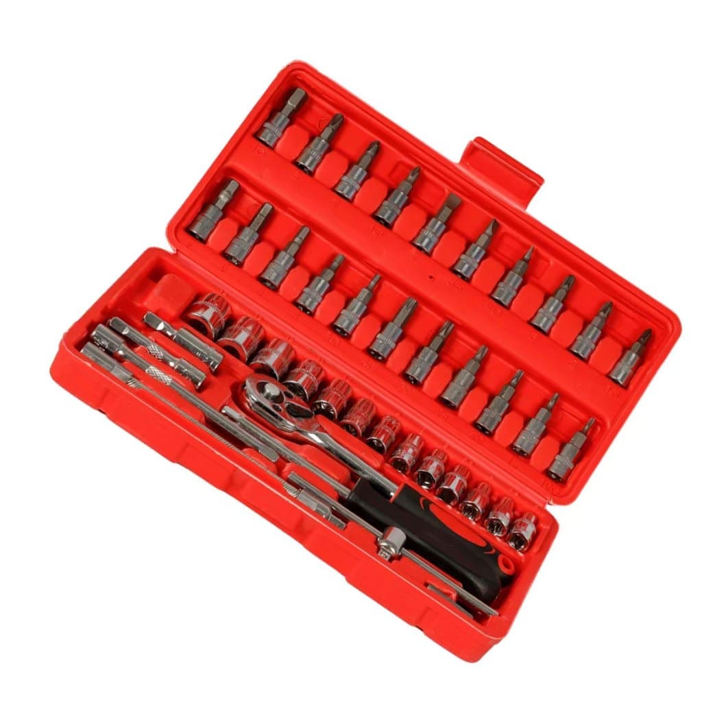 JOGO DE SOQUETE ENCAIXE 1/4 - 4-14 MM E BITS C/ CATRACA C/ 46 PÇS - NOLL