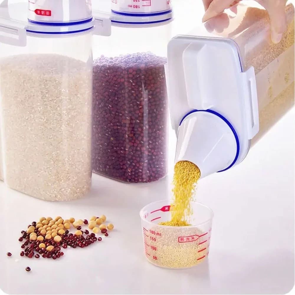 Kit 3 Pote Hermético Dispenser C/ Medidor Alimentos Cereais Grãos Organizador Multiuso