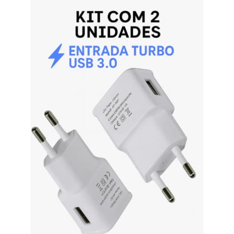 Kit 2 Carregadores USB 5V Universal Para Celular Bivolt Promoção