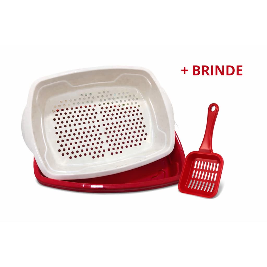Caixa De Areia Para Gatos Furba  Bandeja Sanitária 3 Peças Marca Four Plastic + Brinde Pá