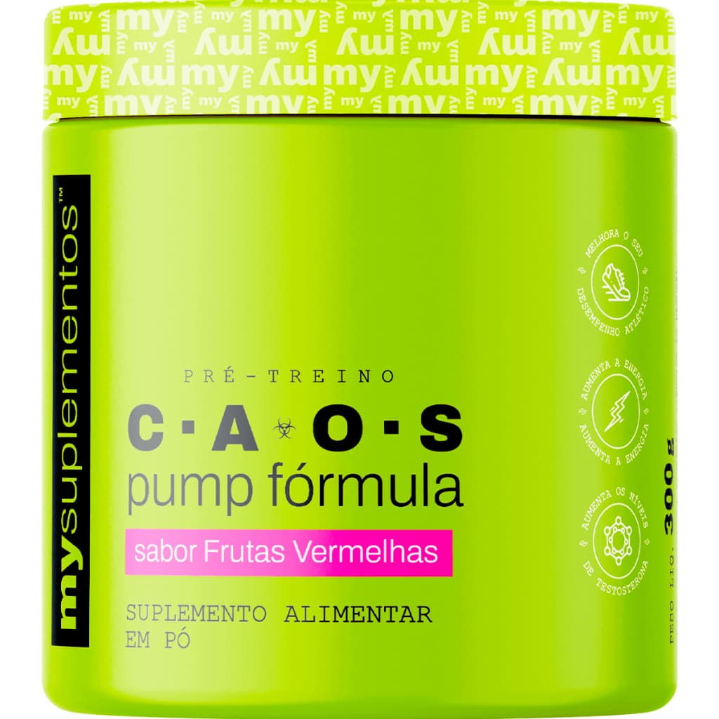Pré-Treino C.A.O.S 300g | Pump Fórmula | 400mg de Cafeína - My Suplementos
