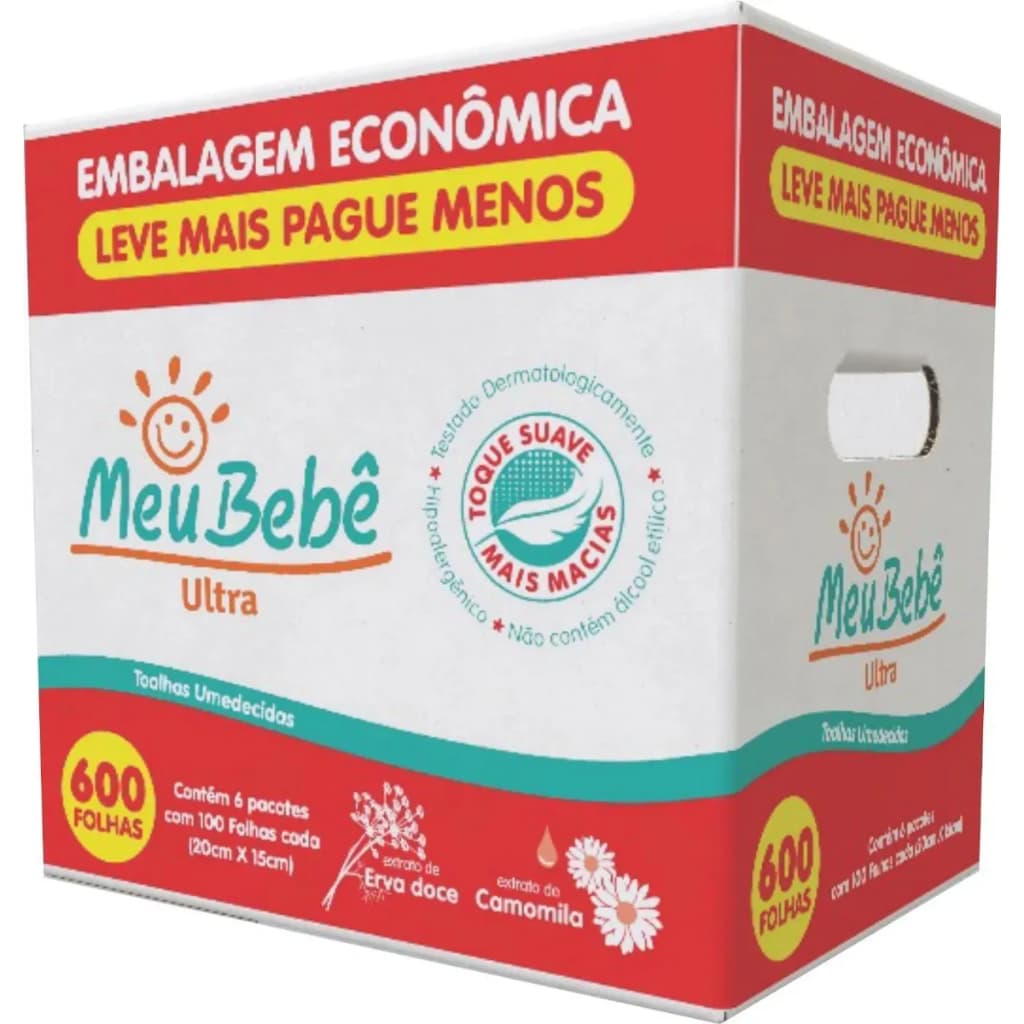 Toalhas Umedecidas Meu Bebê Ultra Camomila 600 Folhas