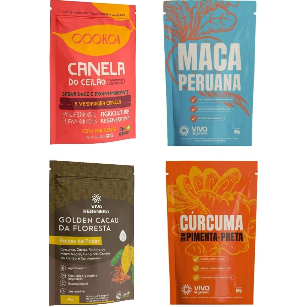 CANELA DO CEILAO EM PÓ 60 G, Golden Cacau, Curcuma Regenera