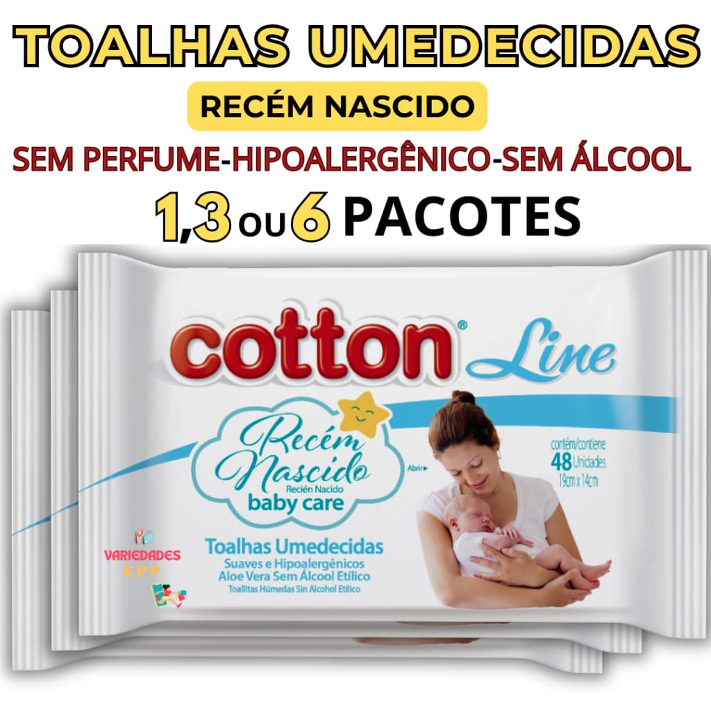 Toalha/Lenço Umedecido Kit Higiene Bebê Recém Nascido Hipoalergênico Sem Perfume Promoção