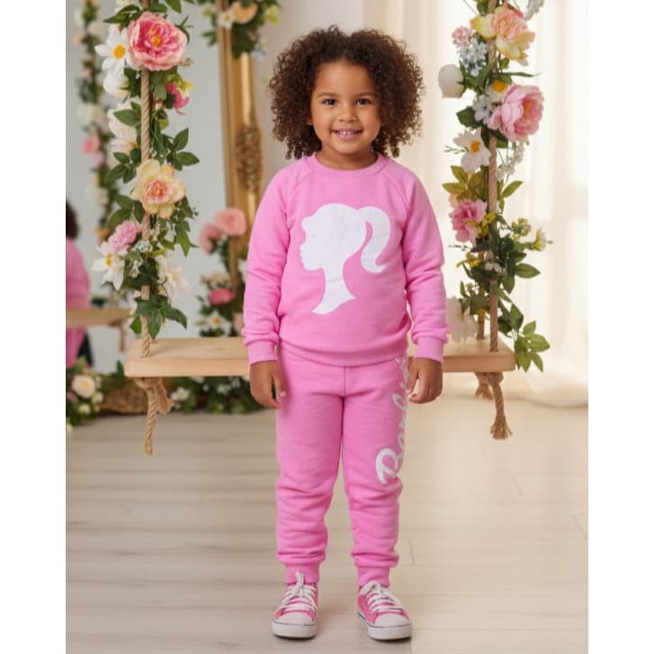 Conjunto Moletom Infantil Estilo Moletinho Inverno Barbie Minnie Moletom Manga Longa Calça Elástico