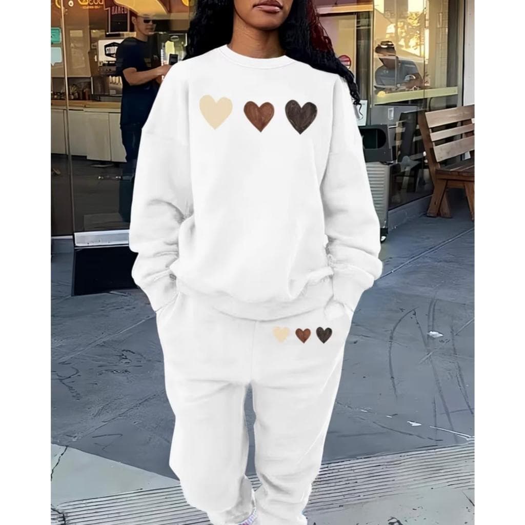 Conjunto Feminino Moletom Mescla Triple Heart – Blusão e Calça Jogger