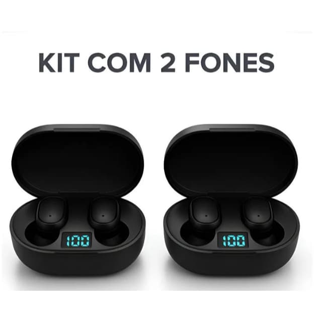 Kit 2 Fone De Ouvido Sem Fio E6s Bluetooth Com Estojo De Carregamento e Microfone