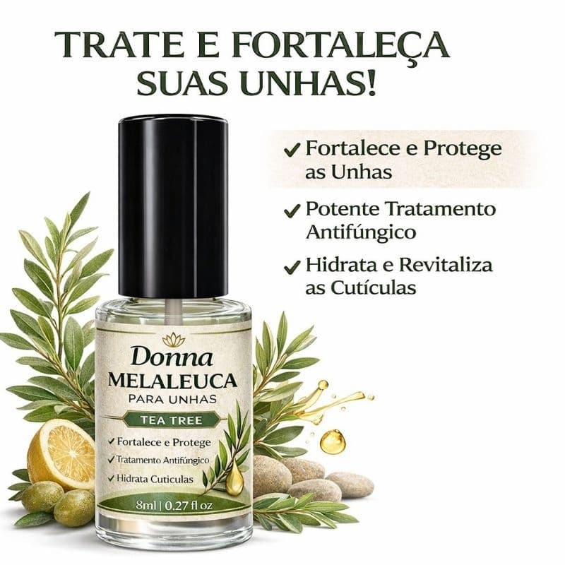 Esmalte de Melaleuca para Unhas Tea Tree 8ml – Antifúngico, Fortalecedor e Hidratante de Cutículas