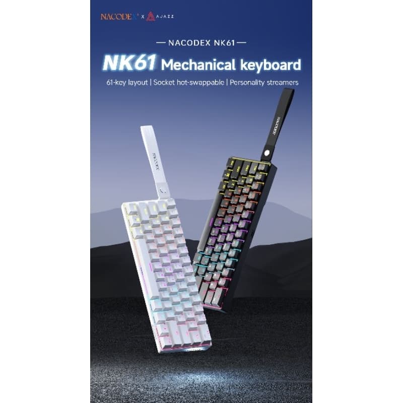 Teclado mecânico gamer Ajazz NK61 com fio 60%