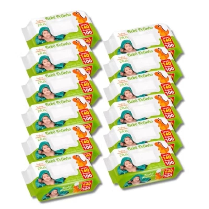 kit com 12 pacotes de lenços Umedecidos bebê fofinhos