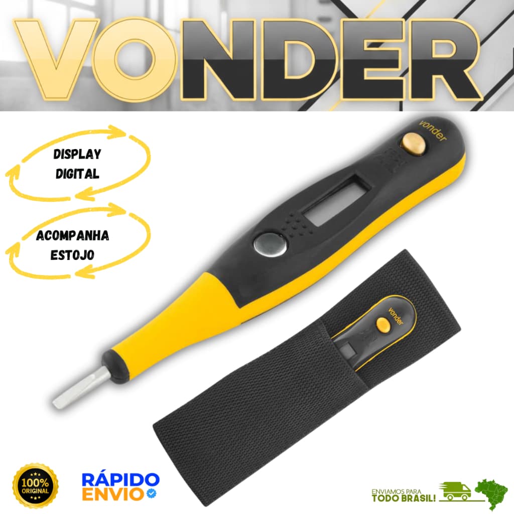 Caneta Digital Chave Teste Medidor De Voltagem Multiteste Vonder Estojo em Lona Resistente Oferta
