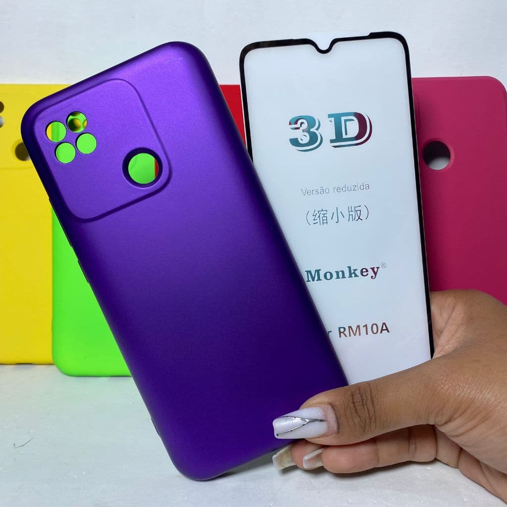 Capa Redmi 10A + Película 3D Kit Xiaomi Capinha Case Protetora Celular Silicone