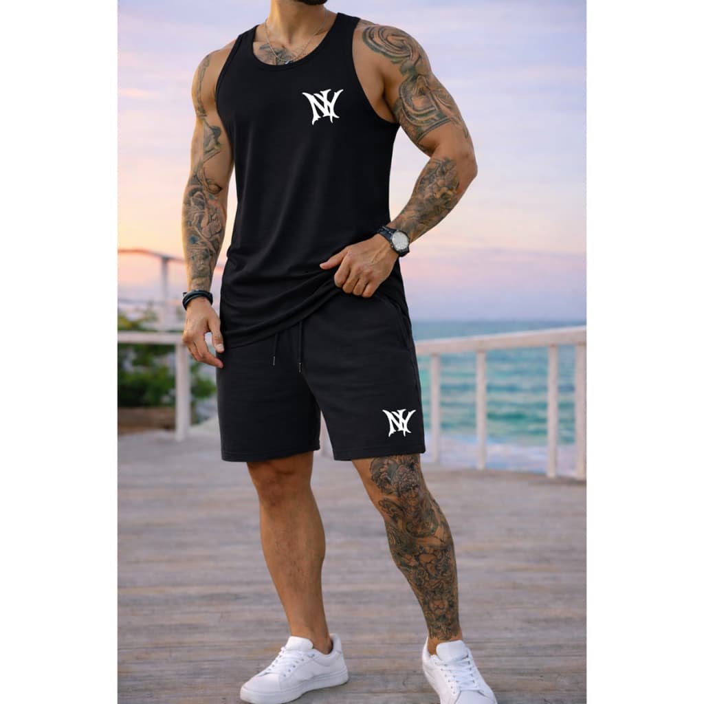 Kit Regata Longline e Short Moletom New York Masculino Bermuda Slim Street Wear