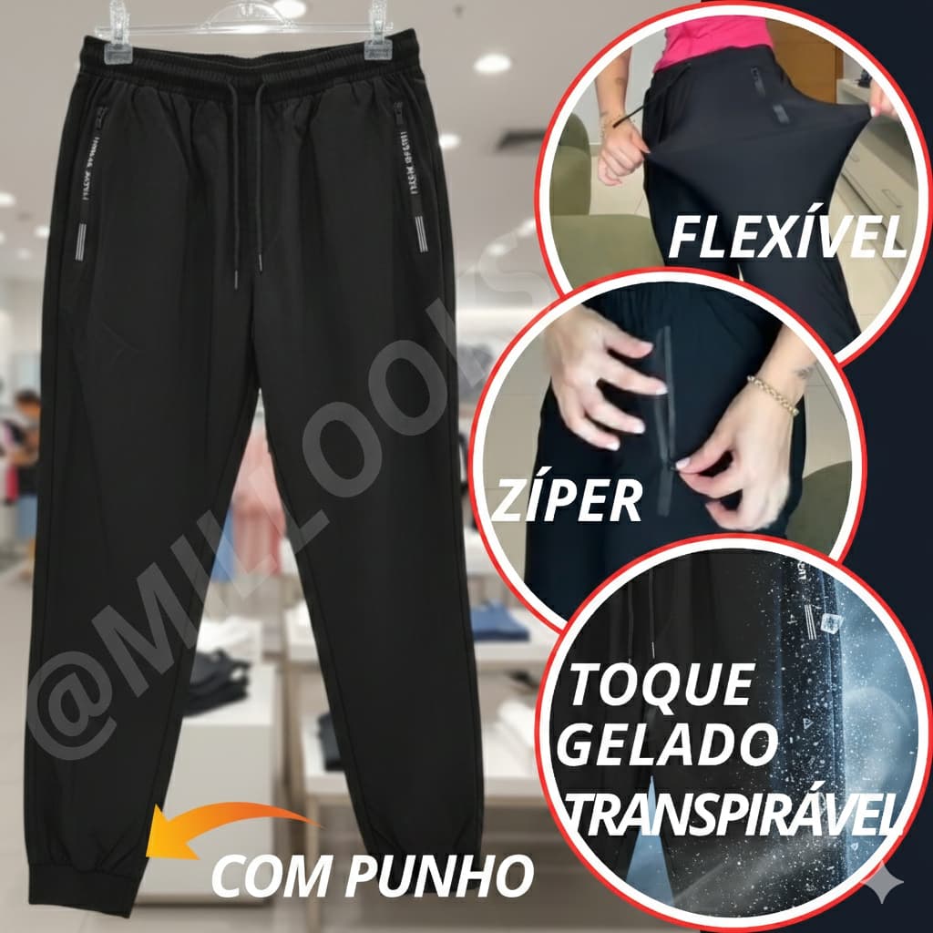 Calça Feminina Dry Fit Academia Toque Gelado Fitness Transpirável Elastano Tecido Tecnológico