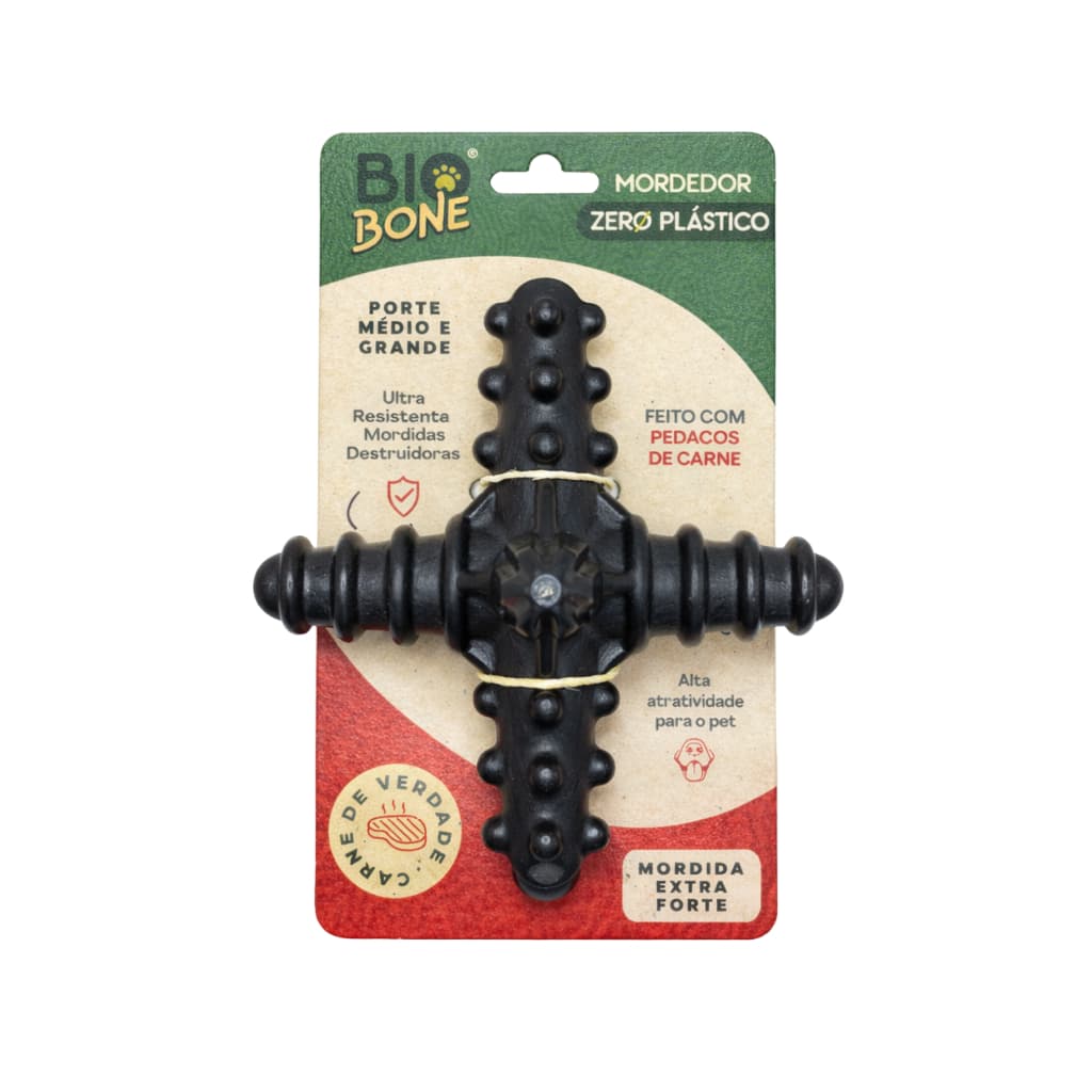 Mordedor Pet Biobone Asterisco Carne Cães Grandes Médios Anti Tártaro Resistente Zero Plástico