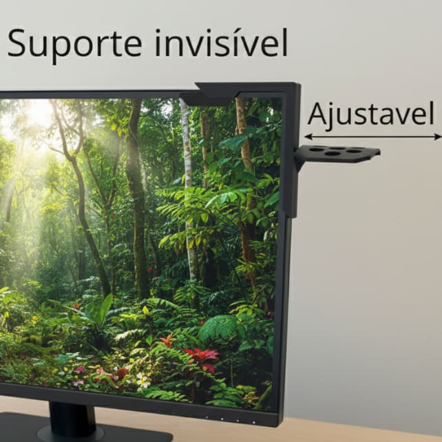 Suporte Headset Gamer para Monitor - Design Invisível e Ajustável - Organização Setup