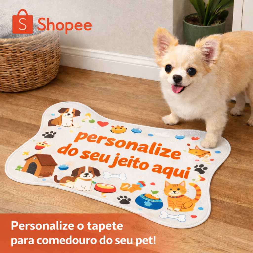 Tapete Para Comedouro Pet- 33cm x 46cm Para personalizar do seu Jeito - Cachorro, Gato, Base para Ração e Agua