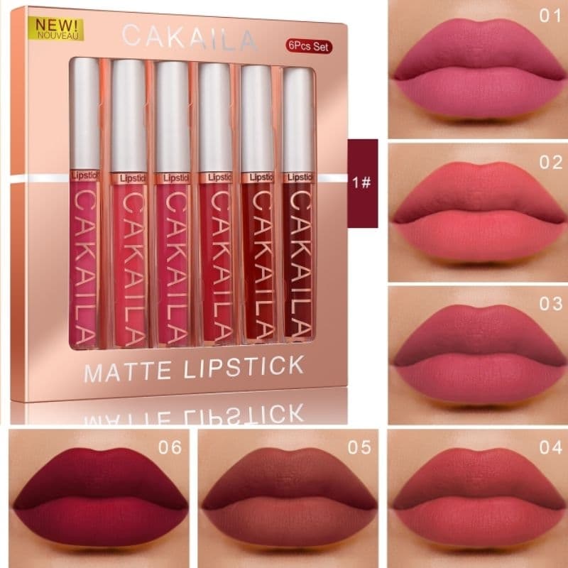 Batons Líquidos Matte Cakaila kit 6 –  à prova d’água e de longa duração