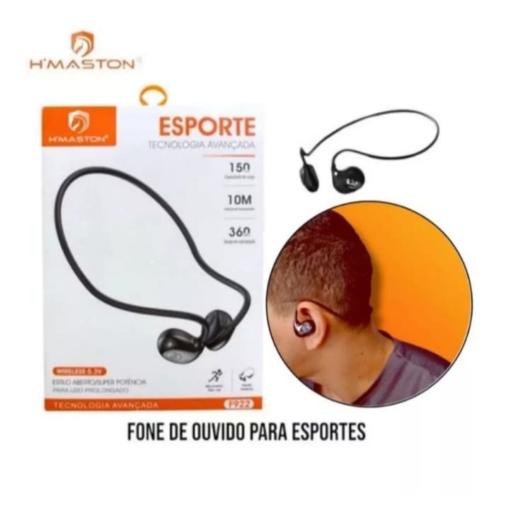 H'Maston F922 Fone Bluetooth Sem Fio Esportivo Corrida 5.3 Condução Óssea
