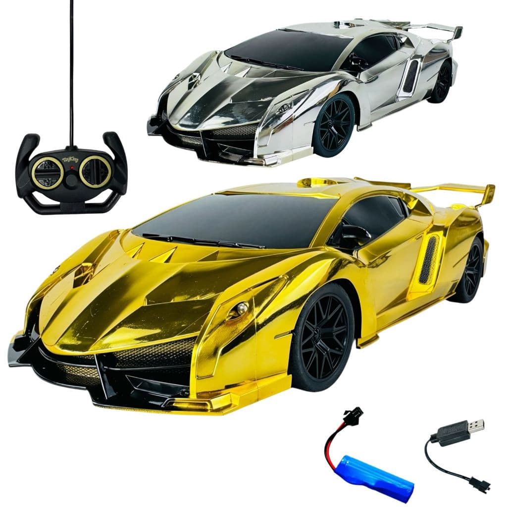 Carrinho Controle Remoto Recarregável Cromado Resistente Carro Infantil Menino