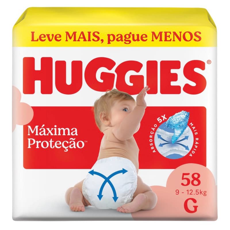 Fralda Huggies Máxima Proteção G 58 unidades