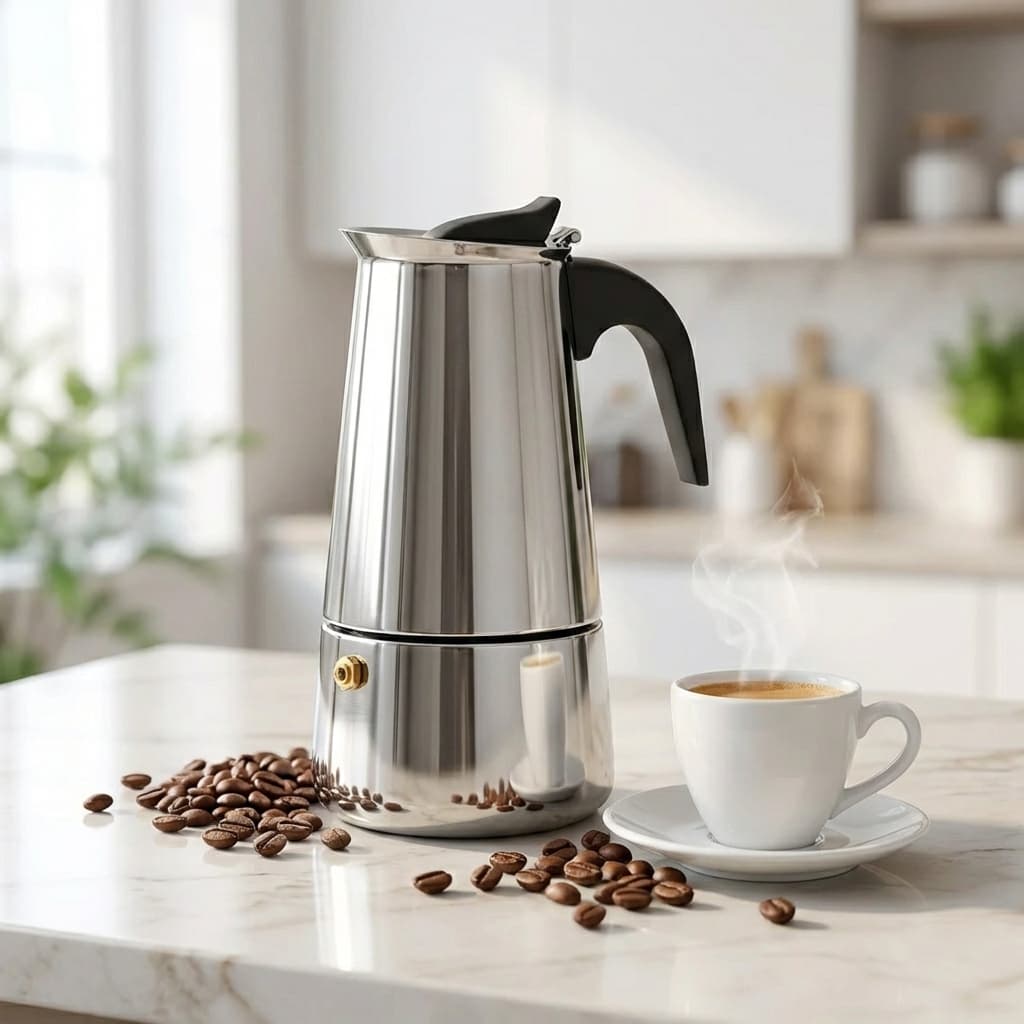 Cafeteira Italiana Inox 9 Xícaras 450ml Moka Expresso Para Fogão De Gás Elétrico Luxo Premium