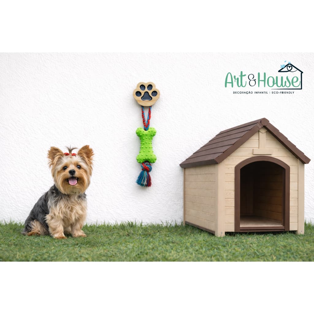 Gancho Cabideiro de Parede Patinha Pet Madeira Pendurador de Guia e Coleira Artesanal Cantinho Pet