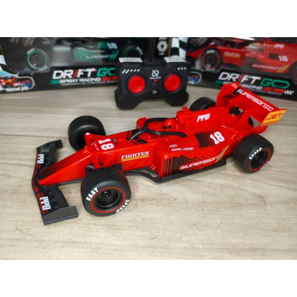 Carrinho Formula 1 de Controle Remoto Solta Fumaça Brinquedo Presente Bateria Recarregavel