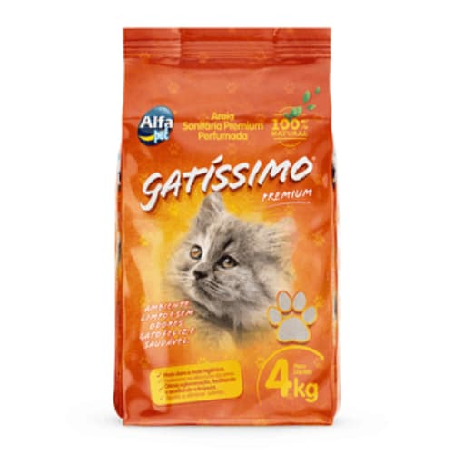 Areia Sanitária Gatíssimo Premium Perfumada para Gatos 4kg Controle de Odores Alta Absorção