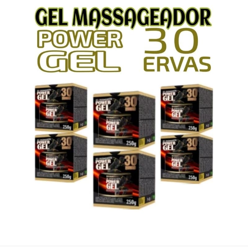 Kit 6 Gel Massageador Power Gel 30 Ervas 250g  Relaxante Muscular Alívio de Dores Uso Corporal Bioinova