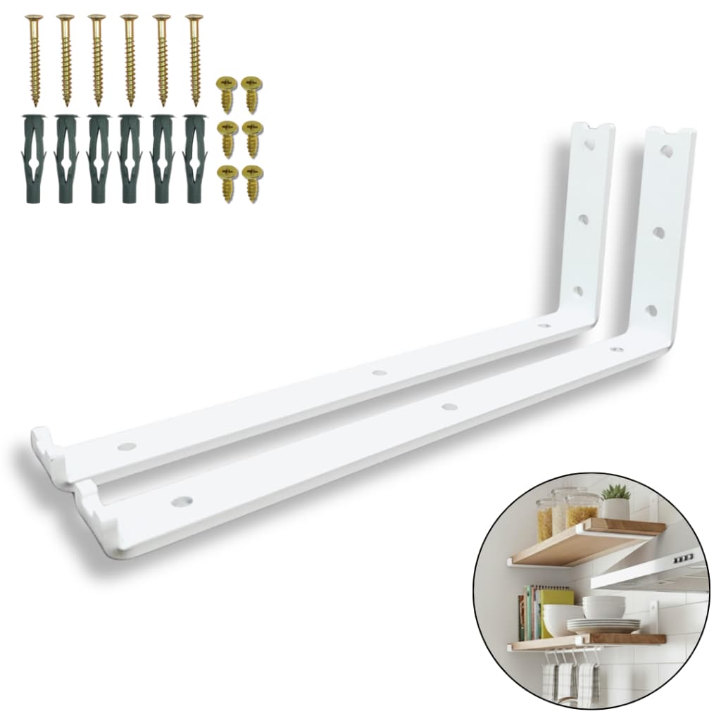 Kt 2 Suportes De Parede Para Prateleira Tipo L 30cm Mão Francesa Aço Design Embutido Moderno
