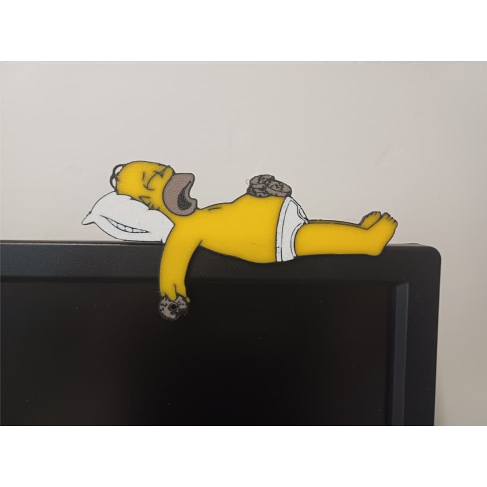 Homer Simpson de monitor com suporte - Decoração setup gamer geek