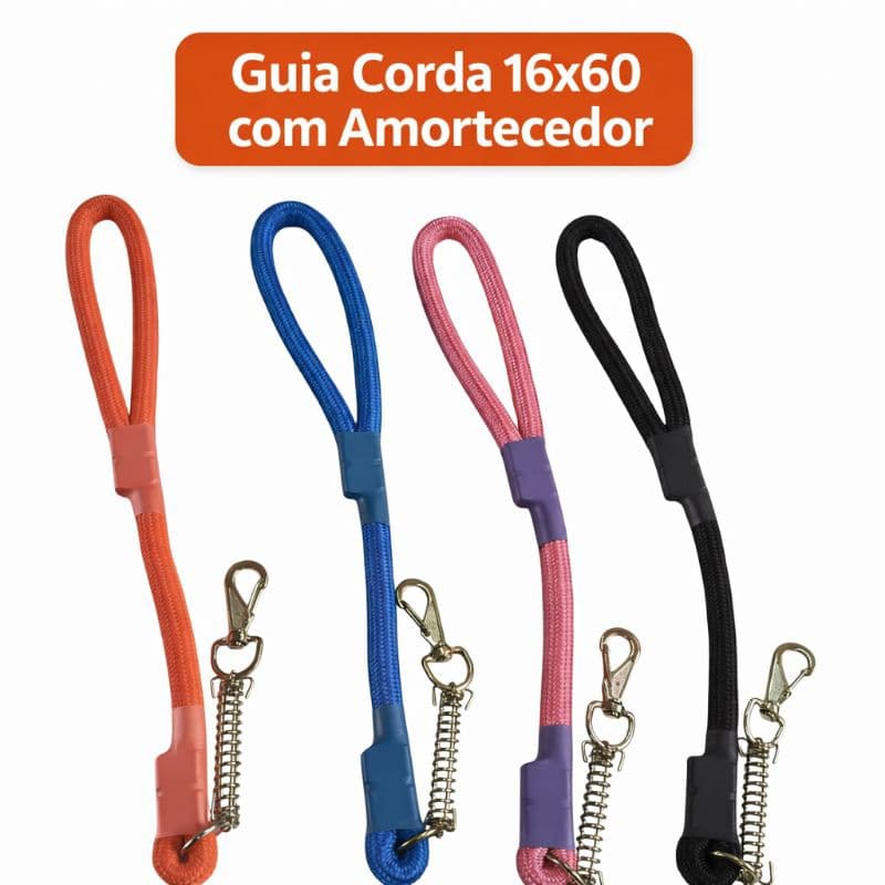 Guia Corda 16x60 com Amortecedor guia corda pet, guia amortecedor, guia anti impacto cachorro, guia reforçada 16mm,.
