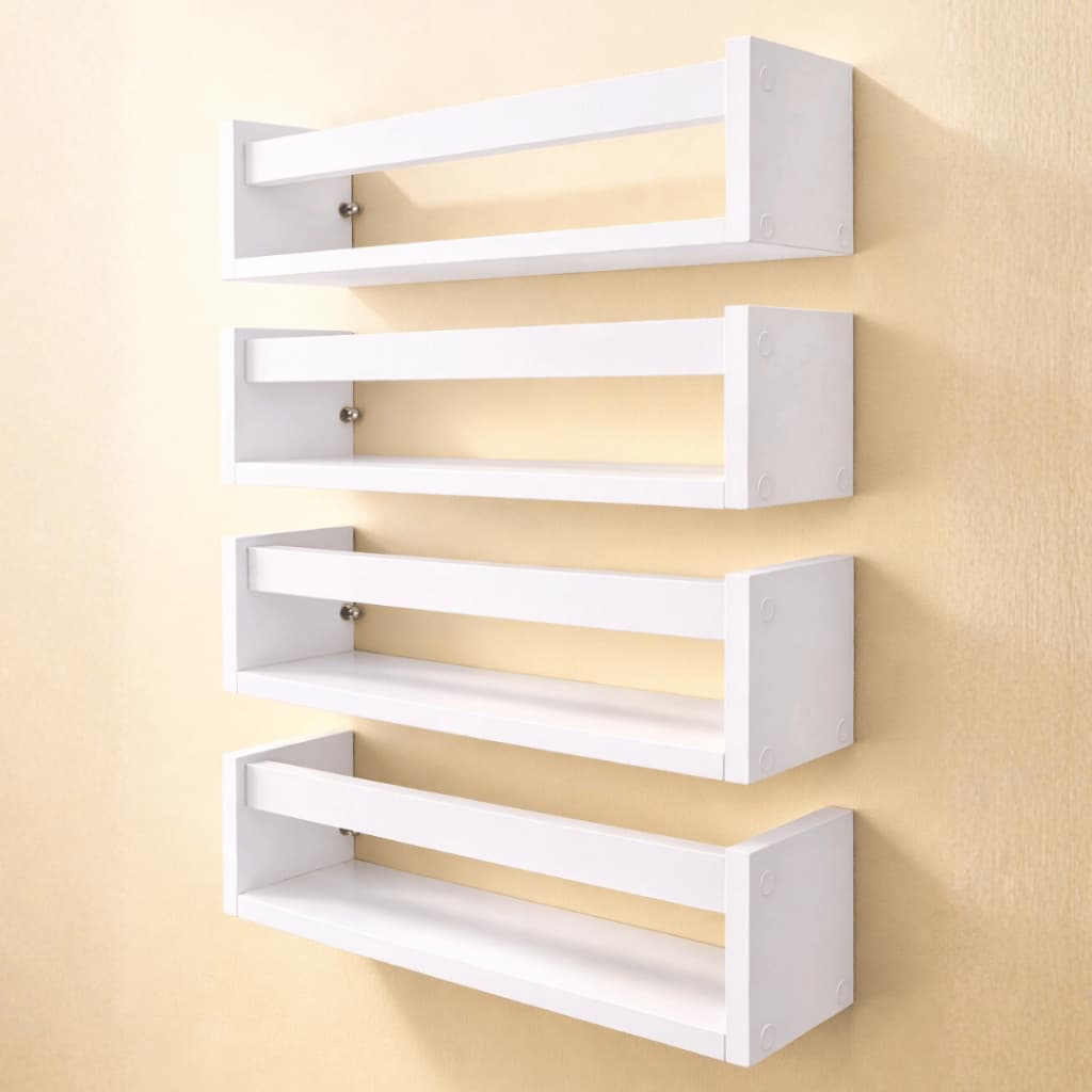 4 Prateleiras Livros Infantis Suporte Parede Banheiro Nichos Cozinha Temperos Estante MDF Quarto 4un