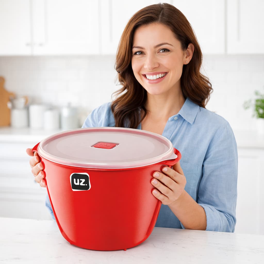 Pote Multiuso 5,5 Litros Premium Vermelho Cozinha Geladeira Despensa Freezer Organizador Alimentos UZ Utilidades