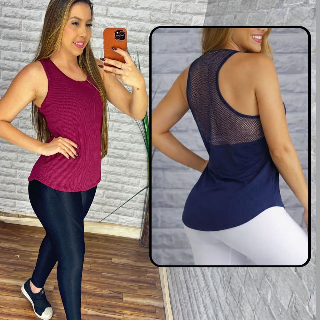 blusa De academia Feminina Dry Fit } Regata Veste Legging CamisetaTapa bumbum  Roupas De Academia Fitness Treino Top
