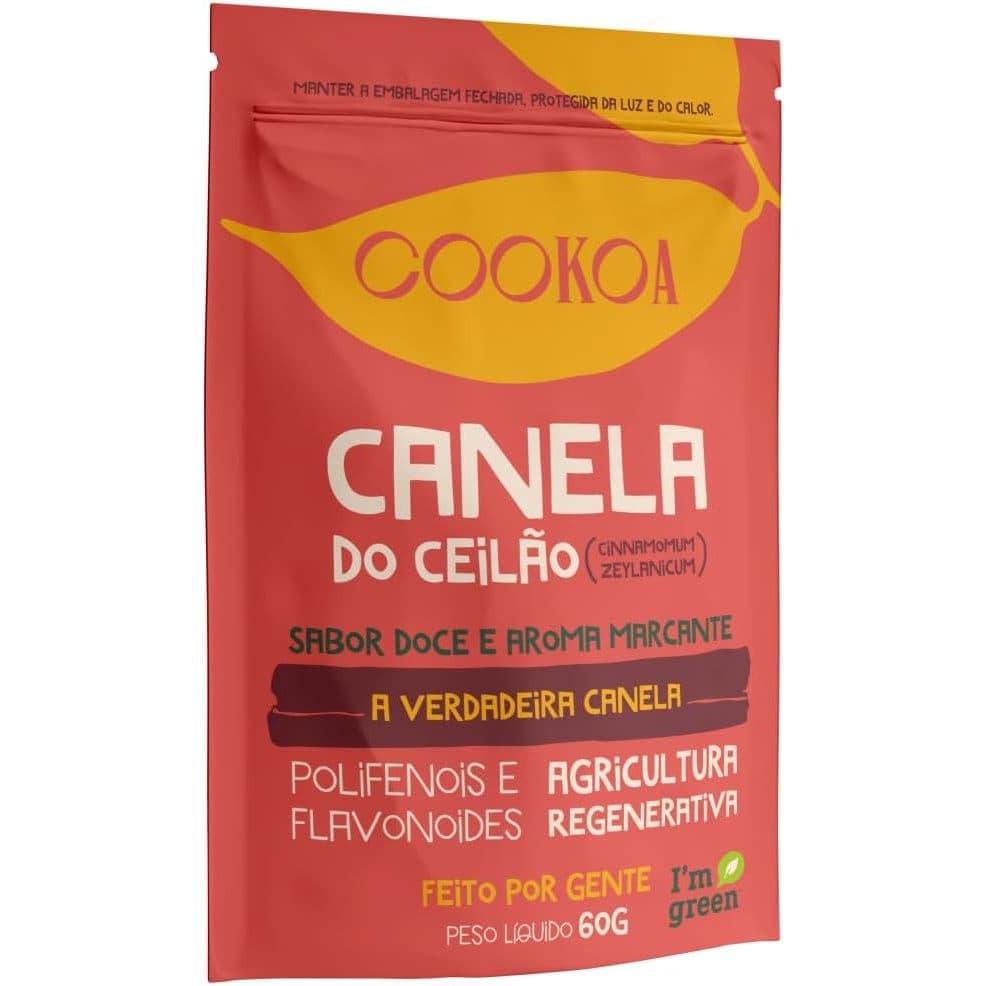 Canela do Ceilão Cinnamomum Zeylanicum Cookoa Sem Glutén em Pó Pura 60g Importada