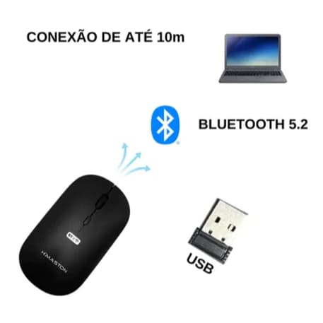 Mouse Sem Fio E-1600 2,4 Ghz Bluetooth Mouse Wireless Recarregável Design Ergonômico Silenciosoi