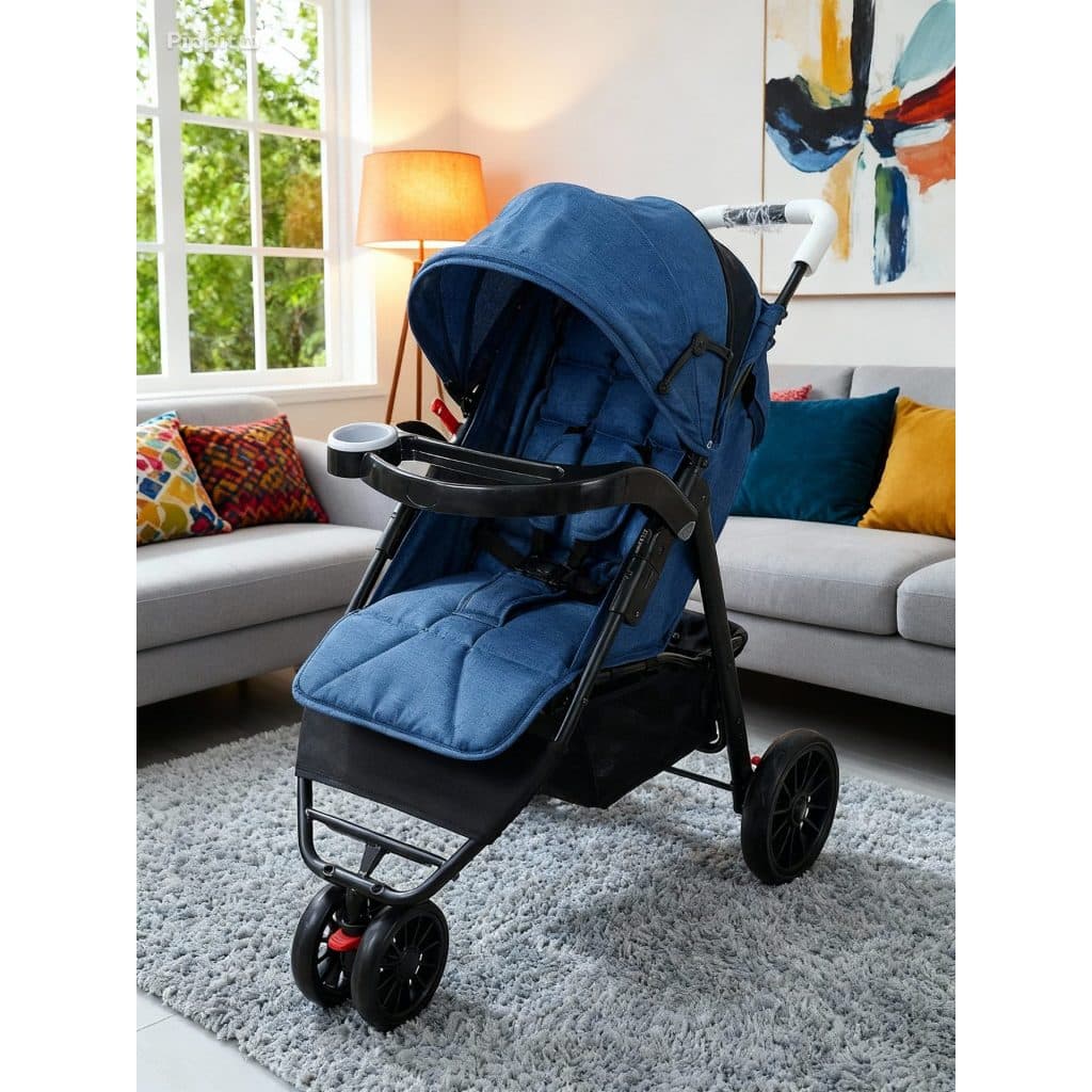Carrinho De Bebê Acolchoado  AZUL