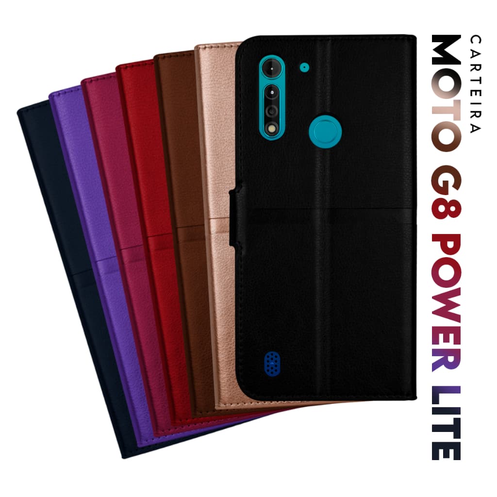 Capa Case Capinha Carteira Flip Cover Couro Sintético PRETA Para Motorola Moto G8 Power Lite XT2055 6.5 Cell in Power25