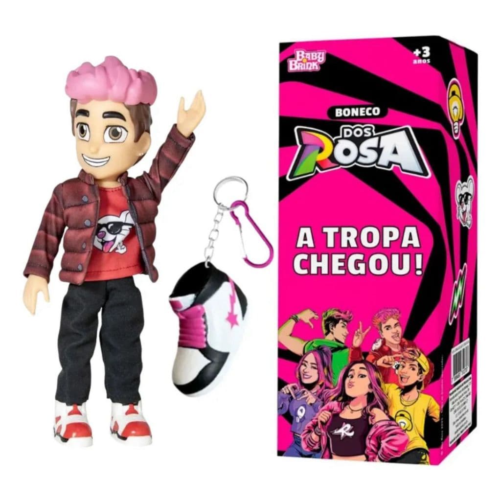 Boneco Robson Rosa 26cm Articulado Baby Brink