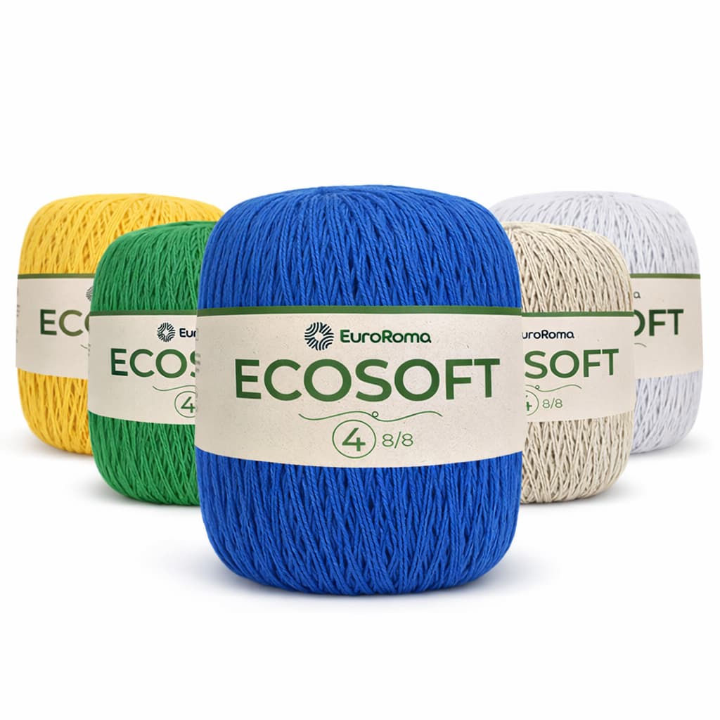 Barbante EuroRoma Ecosoft 4 8/8 300g | Fio Ecológico Fino Para Crochê e Artesanato