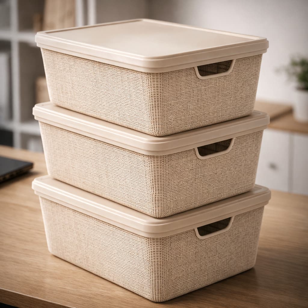 Kit 3 Caixas Organizadoras com Tampa 15 Litros Grande em Plástico Multiuso Cozinha Quarto Banheiro