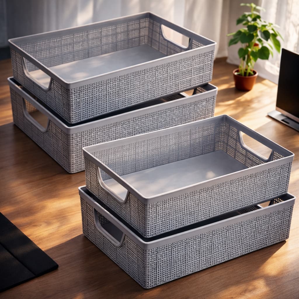 Kit 4 Cestos Organizadores 2 Litros Cesto em Plástico Resistente Para Cozinha Banheiro Jaguar
