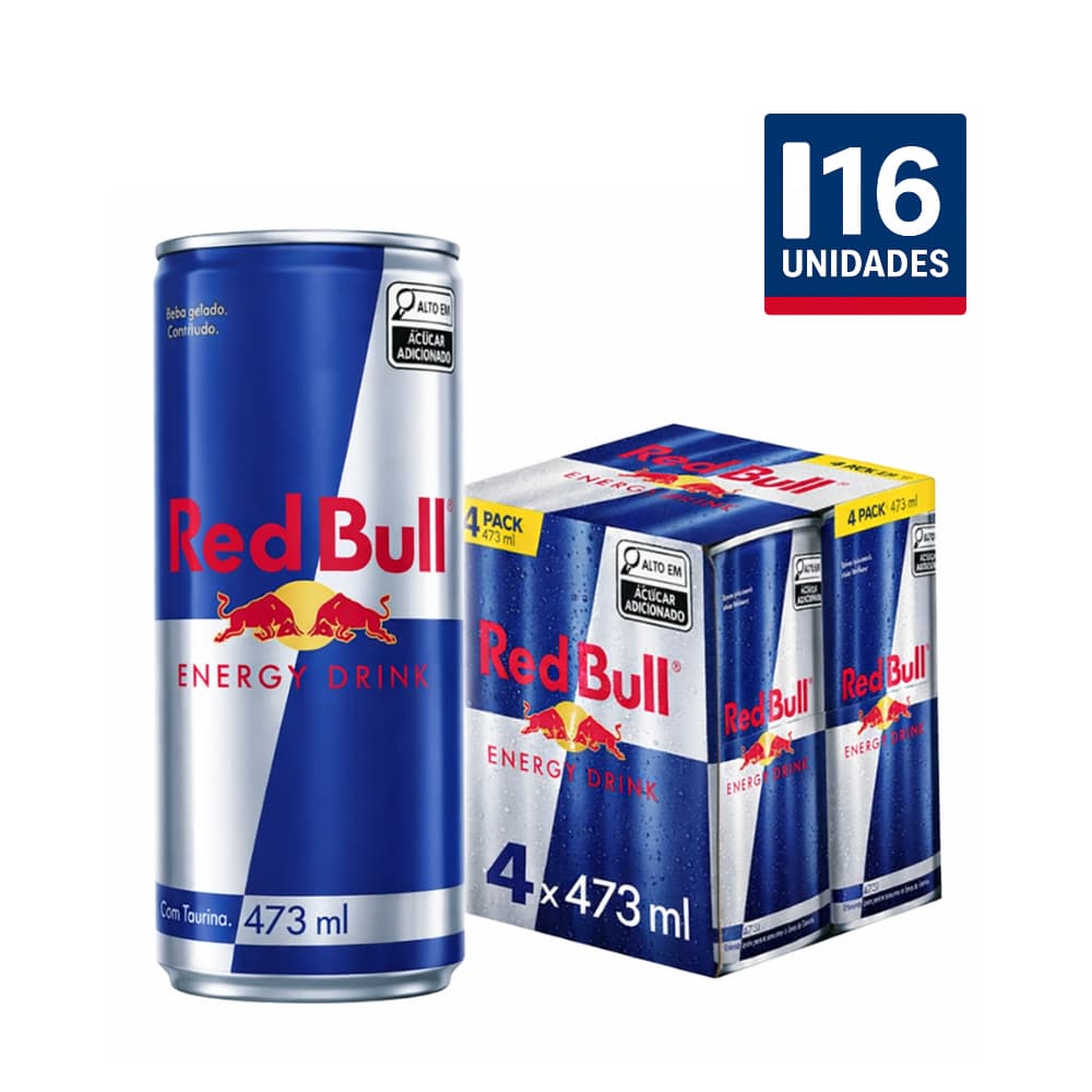 Kit com 16 Energético Red Bull Lata 473ml